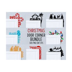 Christmas Door Corner Svg, Christmas Svg Bundle, Santa Hat, Christmas Tree Svg, Glowforge Svg, Nativity Door Decor, Svg