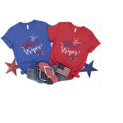 Patriotic 4th of July Shirt, Womens Tee, Merica, Stars and Stripes TShirt, 4th of July Graphic Tee, Glitter Stars and St