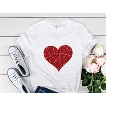 womens valentines day shirt, womens valentines tees, glitter valentine heart shirt, valentine heart shirts, Valentine's