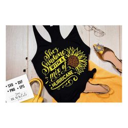 She's sunshine with a mix of hurricane svg, Sunflower svg, sunflower quotes svg, sunshine svg, Funny sunflower quotes sv