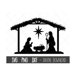 Nativity SVG, Nativity scene svg, Nativity scene clipart, holiday clipart, Jesus Mary and Joseph svg, north star svg, st