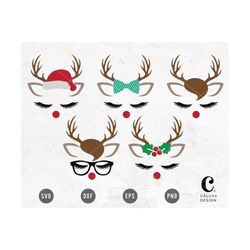 Reindeer SVG | Cute Christmas SVG | Kids Christmas SVG | reindeer face svg | Baby Christmas svg | Girl Christmas Cricut,