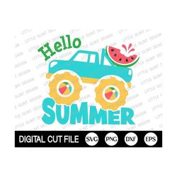 Hello Summer Svg, Truck Beach Svg, Vacation Svg, Hello Summer Holiday Shirt, Summer Quote Svg, Dxf, Svg Files For Cricut