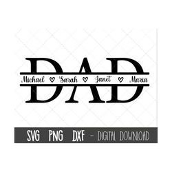 Dad SVG, Father svg, Father's Day SVG, dad split name frame svg, dad png, dad cut file, dad outline, dad dxf, cricut sil