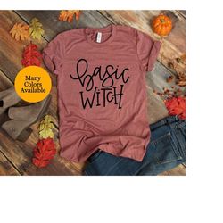 Basic Witch t-shirts, Halloween Shirts, Womens Plus Size Halloween, Trendy Fall Graphic Tee, Halloween Family Shirts