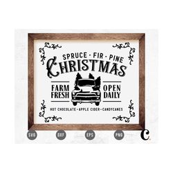 Vintage Christmas Vintage Truck Sign SVG Cutting File for Cricut, Cameo Silhouette, Glowforge | Farmhouse Design | Reali