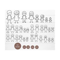 People Family Bundle For Cut File, Clip Art,hand drawn style,svg,dxf,png,eps, for cricut Silhouette,Cameo