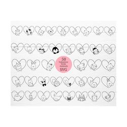50 Animals With Valentine Bundle SVG For Cut file,animal hand drawn,love,svg,dxf,png,eps, for cricut Silhouette