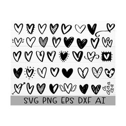 Heart Svg Bundle Cut File, Hearts Svg, Valentine Days Svg,Heart Icons, Doodle Svg, Heart for cricut,Heart dxf,