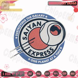 Saiyan Express Embroidery Design, Dragon Ball Embroidery Design, Anime Embroidery Design, Machine Embroidery Designs
