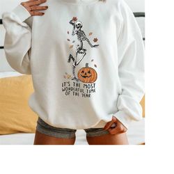 Halloween sweatshirt, It's the most Wonderful Time of the Year Halloween sweatshirt, Skeleton sweatshirt, Fall sweatshir