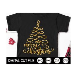 Merry Christmas Svg, Christmas Svg, Christmas Tree Svg, Christmas Tshirt, Xmas Tree Cut file, Holiday Shirt, Svg Files f