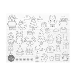 30 Christmas Bundle SVG For Cut File,Animal, Christmas Tree,ornaments Doodle,hand drawn,Cartoon, svg,dxf,png,eps, cricut