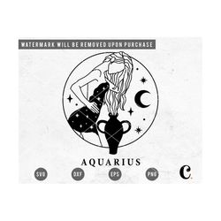 Aquarius SVG | Aquarius Zodiac SVG | Astrology SVG | Horoscope svg | Constellation svg | Mystical Goddess svg | Zodiac B