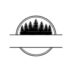 Forest Monogram Svg, Geometric Circle Frame Svg, Split Name Frame. Vector Cut file for Cricut, Silhouette, Pdf Png Eps D