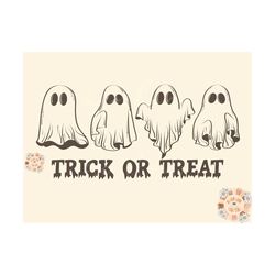 Trick or Treat SVG-Halloween Cut File Digital Design Download-spooky season svg, ghost svg, boho ghost svg, retro svg, v