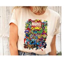 Marvel Comics Heroes Group Shot Graphic Shirt, Disneyland Family Matching Shirt, Marvel Comic Shirt, WDW Epcot Theme Par