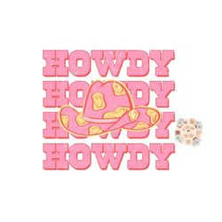 howdy png-cowgirl sublimation digital design download-pink cowgirl png, retro western png, western png, cowgirl hat png,