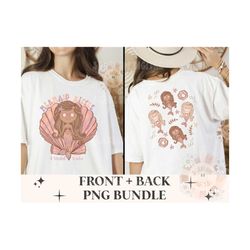Mermaid Front and Back PNG Bundle-Summer Sublimation Digital Design Download-little girl png, beach png, shell png, star
