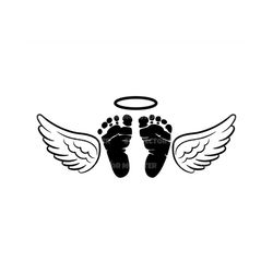 Baby Loss Memorial Svg, Baby Footprints, Angel Wings, Halo. Vector Cut file for Cricut, Silhouette, Pdf Png Eps Dxf, Dec