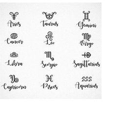 Astrology SVG, zodiac signs svg, Zodiac Signs Cut Files in SVG, dxf, png Zodiac Signs Clipart, Horoscope svg, Star Signs