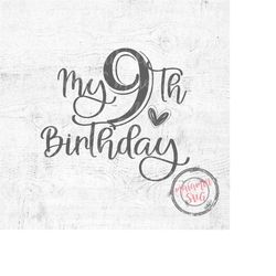 My Ninth Birthday Svg, Ninth Birthday Svg, My 9th Birthday, It's My Birthday, I'm Eight Svg, Cut Files for Cricut and Si