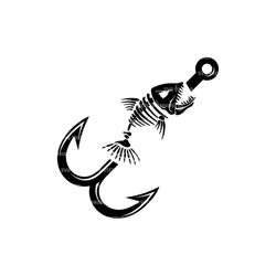 skeleton fish hook svg, bass fish svg, fisherman logo svg, fishing svg. vector cut file for cricut, silhouette, pdf png