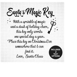 Santa's Magic Key SVG, Christmas SVG, Holiday SVG, Png, Eps, Dxf, Cricut, Cut Files, Silhouette Files, Download, Print