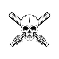 Baseball Skull Svg, Baseball Png, Crossed Baseball Bats, Baseball Monogram Svg. Vector Cut file for Cricut, Silhouette,