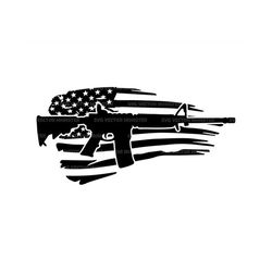 AR15 Rifle Svg, Distressed American Flag Svg, USA Flag, Weapon, Military, Assault Rifle. Vector Cut file Cricut, Silhoue