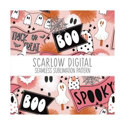 Spooky Seamless Pattern-Halloween Sublimation Digital Design Download-ghost seamless pattern, fall sublimation, spooky s