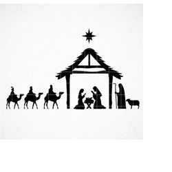 Nativity SVG, Nativity scene svg, Christmas SVG, Holiday Decoration Decal, Vinyl Cut File, Nativity Cricut, Silhouette f