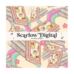 Books Seamless Pattern-Reading Sublimation Digital Design Download-preppy seamless file, flower seamless, book lover sea