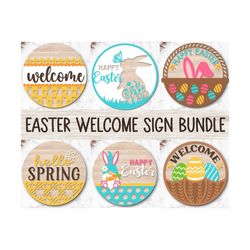 Easter Welcome Sign Bundle, Spring Door Hanger SVG, Easter Sign Svg, Farmhouse Spring Door Decor, Glowforge, Png, Dxf, S