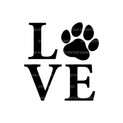 Love Dog Paw Print Svg. Vector Cut File for Cricut, Silhouette, Png Dxf Png Pdf, Stencil, Decal, Vinyl, Symbol
