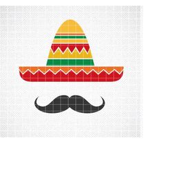 sombrero and moustache svg, cinco de mayo svg, mexican hat svg, sombrero and moustache png, mexican svg, instant downloa