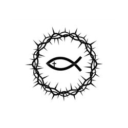 Christian Fish Svg, Cross Svg, Crown of Thorns Svg, Jesus Fish, God Fish, Crucifix Svg. Vector Cut file Silhouette, Cric