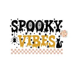 Spooky Vibes PNG-Halloween Sublimation Digital Design Download-black cat png, spider png, spooky season png, fall png, t