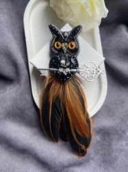 Owl brooch handmade