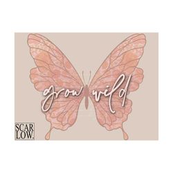 Grow Wild Boho Butterfly PNG sublimation design download, butterfly png, boho png, vintage butterfly png, vintage png, p