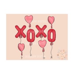 Xoxo Balloons PNG-Valentine's Day Sublimation Digital Design Download-hearts png, balloon hearts png, love png, cupid pn