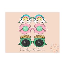 Lucky Vibes PNG-Saint Patrick's Day Sublimation Digital Design Download-leprechaun png, shamrock png, sunglasses png, po