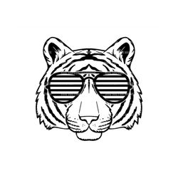 Tiger with Party Sunglasses Svg, Tiger Svg, Wildcat Svg. Vector Cut file Cricut, Silhouette, Pdf Png Eps Dxf, Decal, Ste