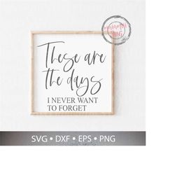 These Are The Days I Never Want To Forget Svg, Farmhouse Svg, Digital cut file for use in Cricut, Silhouette and more