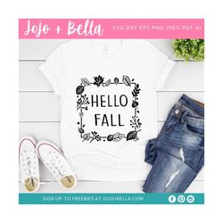 Hello Fall Svg, Fall leaves Svg, Thanksgiving SVG, Autumn Svg, Leaves Svg,Svg files for Cricut, Sublimation Designs Down