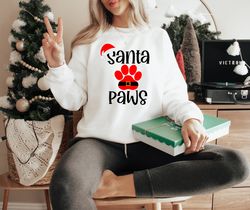 Christmas Santa Paws Shirt,Paws Christmas Light Shirt,Paws Wear Santa Hats Shirt,Christmas Dog Shirt,Holiday Shirt,Funny