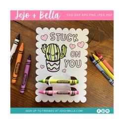 Valentine Coloring Cards SVG, Cuttable Crayon SVG, Crayon Holder Valentine SVG, Kid's Valentine Svg, Svg Files For Cricu