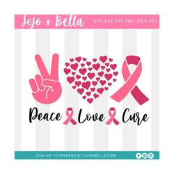 peace love cure svg, cancer quote, breast cancer awareness svg, world cancer day svg, cancer awareness shirt svg, cricut