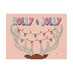 Holly and Jolly PNG-Christmas Sublimation Digital Design Download-Christmas lights png, reindeer antlers png, girly Chri