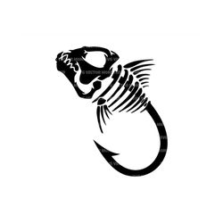 fishing svg, skeleton fish hook svg, bass fish, fisherman svg, fishbone. vector cut file for cricut, silhouette, pdf png